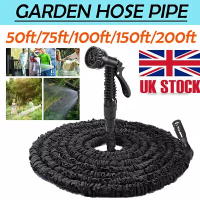 £12.20 • Buy Expandable Garden Hose Pipe Anti Kink With 7 Function Water Spray Gun Magic Hose