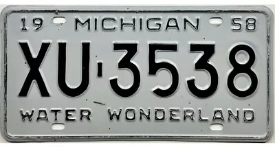 *99 CENT SALE*  1958 Michigan License Plate #XU-3538 No Reserve • $0.99
