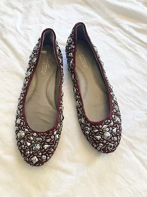 Kenneth Cole Burgundy Sequined Flats Size 10 • $29