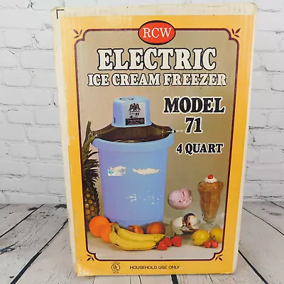 VTG RCW Ice Cream Maker 4 Quart Model #71 Electric Ice Cream Sorbet Freezer Blue • $47.97