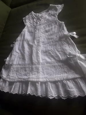 Mamas And Papas White Broderie Anglaise Cotton  Dress 12 - 18 Months • £5