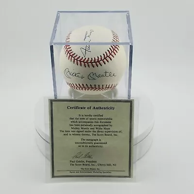 Willie Mays Mickey Mantle Signed Baseball Autographed CoA Certificate Authentic • $725