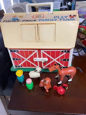 Vintage Fisher Price Little People Play Family Farm Barn #915 Horse Chicken • $9.99