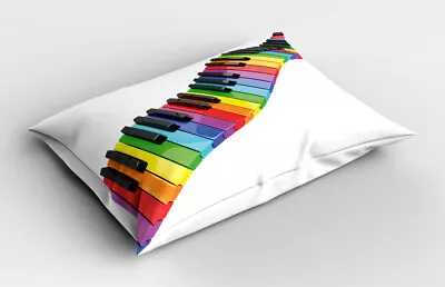 Music Pillow Sham Vibrant Keyboard Arts • £14.99