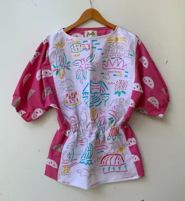 Handmade Womens Upcycled Ken Done Watermelon Print Tea Towel Top Blouse Size M • £90.64