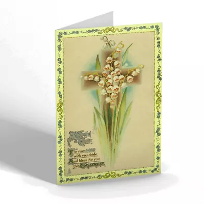 EASTER CARD - Vintage Design - Lily-of-the-Valley On Cross • £4.99