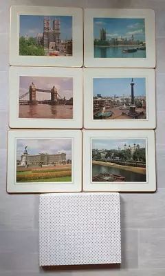 Vintage Retro 6 Cork Backed Table Mats Of London Scenes   Boxed • £6.99