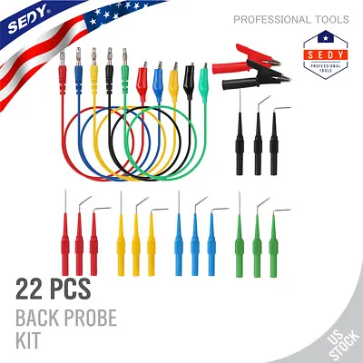 22Pcs Automotive Back Probe Kit Multimeter Test Leads Alligator Clips Wire Tool • $12.58