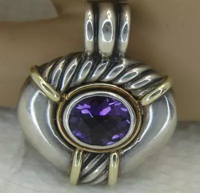 David Yurman Sterling Silver 14k Renaissance Amethyst Enhancer Pendant • $399.99