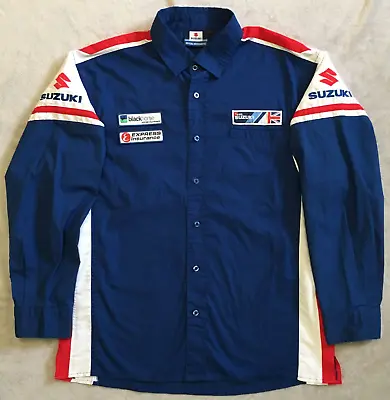 Suzuki Motorsport Racing Team Blue Mechanics Long Sleeve Button Shirt Size XL • $59.49