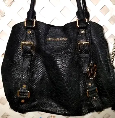 MICHAEL KORS Python Snake Embossed Shoulder Bag Multicompartment Handbag Purse • $44.55