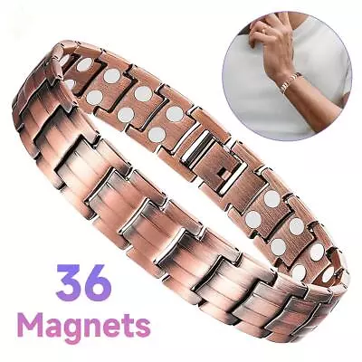 Men's Bracelet Magnetic Therapy Arthritis Pain Relief Pure Solid Copper Bangle ⭐ • $8.55