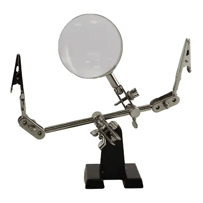 Magnifier Glass Lens Soldering Clamp Stand With Crocodile Clips Articulated Arms • £7.95