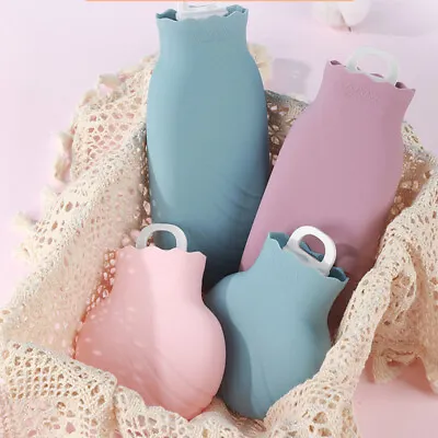 Silicone Hot Water Bottle Bag Knit Cover Soft Microwave Heating Hand Warmer Home • $19.49