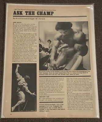 Arnold Schwarzenegger/Ed Corney Q&A Article Photo From Bodybuilding Magazine • $7.99