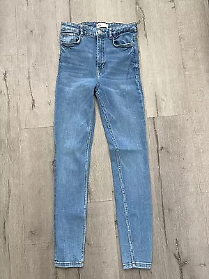 ZARA Womens Jeans Blue Stretch Skinny High Rise Light Wash Size 6 • $16.99