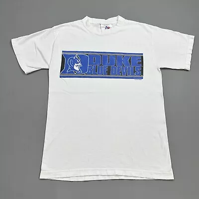 Vintage Duke Blue Devils Shirt Mens Medium White Blue NCAA Basketball USA 90s • $17.95