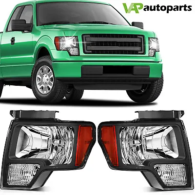 For 2009-2014 Ford F-150 Black Housing Headlights Assembly Replacement Front • $79.99