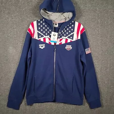 Arena USA Full Zip Sweatshirt Olympic Games Adult Size L Hoodie Swimming Warmup • $38.95