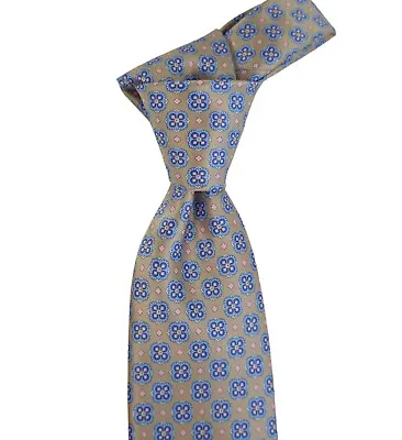 $300 Stefano Ricci Satin Gray W Blue Medallions Silk Neck Tie NWT 3.5W • $120