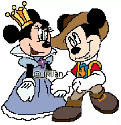 New MICKEY MINNIE MOUSE KING QUEEN Counted Cross Stitch PATTERN • $2.96