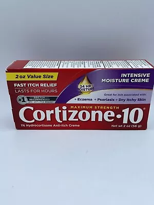 Cortizone 10 Intensive Moisture Creme Max Strength 2 Oz Exp 07/25 Box Damage • $10