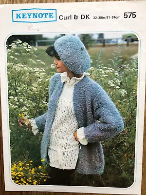 Knitting Pattern  KEYNOTE Ladies Lace Tabard Jacket & Beret - 32-38    #122 • £1.75