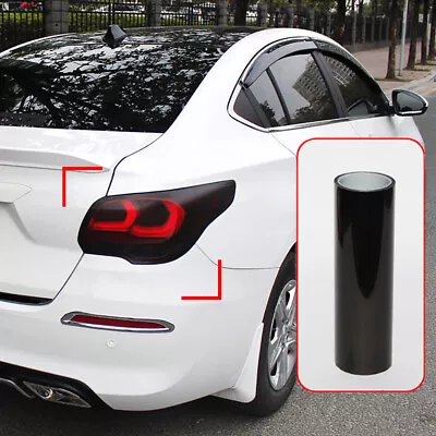 12 X40  Dark Smoke Black Tint Film Car-Headlight Tail Light Car Vinyl Wrap Parts • $8.86