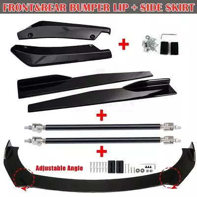 $55.55 • Buy Glossy Black Front Bumper Spoiler Body Kit / Side Skirt /Rear Lip For Universal