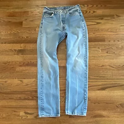 Levi's Men's 501 Original Fit Straight Leg Button Fly Jeans 31x34 Light Wash Vtg • $31