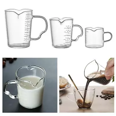 Glass Measuring Milk Cup Jigger   Coffee Ounce Measure Cup • £8.50