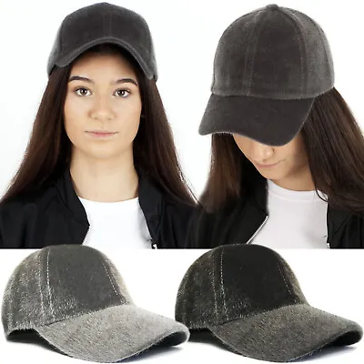 £3.99 • Buy Ladies Womens Girls Snapback Cap Velvet Plush Fur Furry Celeb Baseball Cap