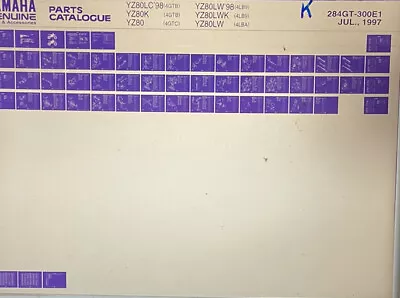 Yamaha Genuine Parts Microfiche YZ80K  1998 • $10