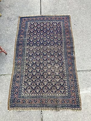 Estate Antique Vintage Oriental Persian Rug 57x34 Wool Hand Knotted Light Wear • $139