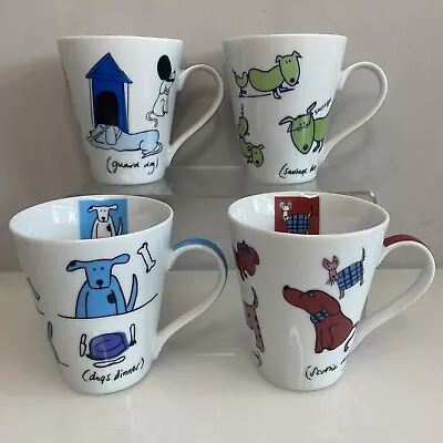 Dog Mugs Cups Set 4 Porcelain China Animal Pet Themed Gifts For Dog Lovers DMD • £19.99