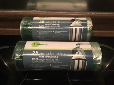 £9.99 • Buy Evaness 100% Degradable Swing Bin Liners With Drawstring  60-70L X 50 Bags - Bio