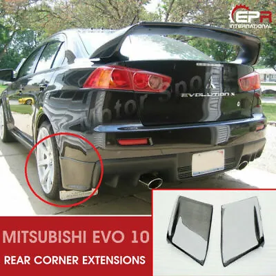 For Mitsubishi EVO 10 X Carbon Rear Bumper Spat Corner Extension 2pcs Addon Trim • $378.10