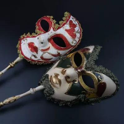 2 Pack Couple's Cosplay Masks Venetian Musical Carnival Mardi Mask On A Stick • $50