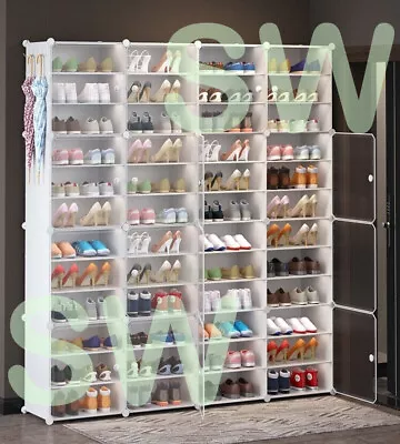 $77.99 • Buy Clear Door DIY Shoe Rack Storage Multi-Cube Organizer Cabinet Stackable Closet