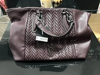 Simply Vera Vera Wang Tote Bag Purse Large Wine Fusion Vegan Leather Handbag • $44