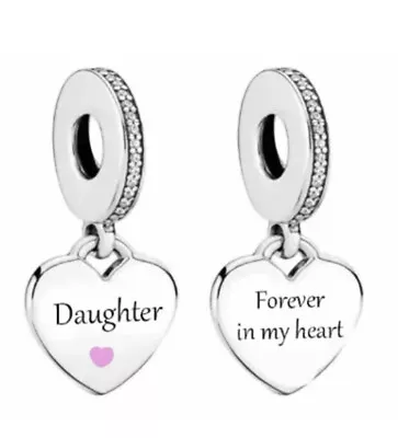 Daughter Memorial Charm Forever In My Heart Genuine 💜 925 Sterling Silver • £17