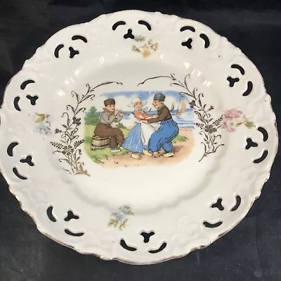 Vintage Dancing Figures Reticulated Porcelain Dish Vintage 7 In.  Plate • $20