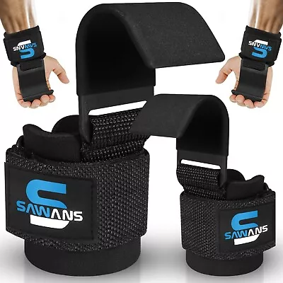 Power Wrist Straps Hook Bar Weight Lifting Training Gym Bar Support Lift Gloves • £10.99