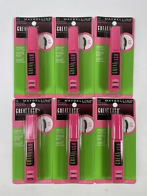 6 Maybelline Great Lash Curved Brush Washable Mascara Very Black 121 0.43 Fl Oz • $37.99