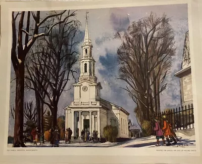 Millard Owen Sheets OLD CHURCH LEXINGTON MASSACHUSETTS 13x19  • $30