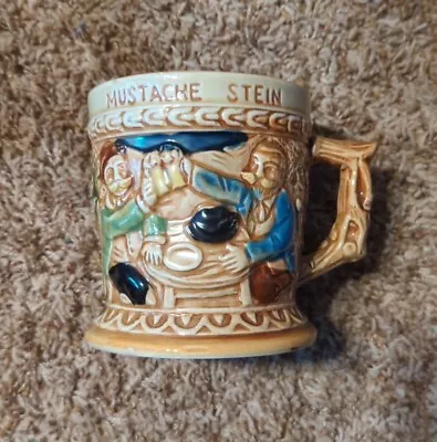 Vintage Mustache Stein Japan Ceramic 3D Cup Mug - 4.25  Tall X 4  Wide • $13.99