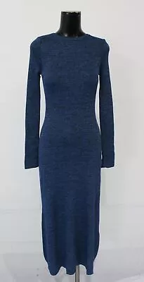 MNG Mango Women's L/S Lurex Knit Midi Dress SG1 Blue Size EUR S (US 4) NWT • $54.99