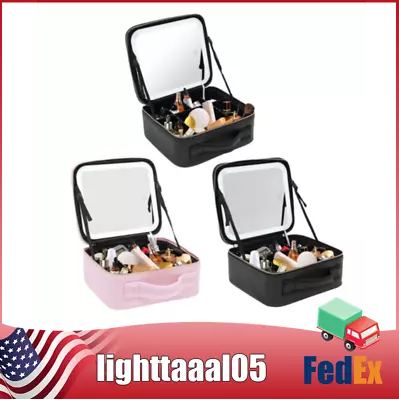 Cosmetic Organizer Box Travel Makeup Train Storage Bag With LED Light & Mirror • $37