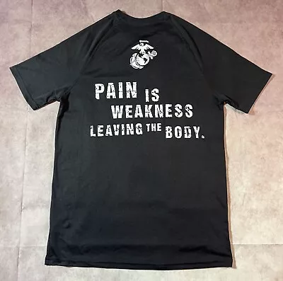 U.S. Marines Men’s Black T-shirt  “Pain Is Weakness Leaving The Body” Sz Medium • $19.99