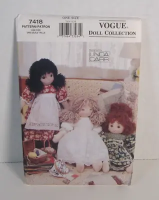 Vogue 7418 Rag Doll & Clothes 18  Dresses Bloomers - 2 Different Faces  Uncut • $9.75